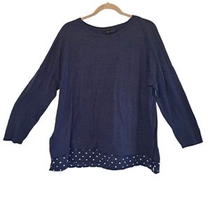 IMNYC Isaac Mizrahi Blue Layered Look Polka Dot Top Size XL